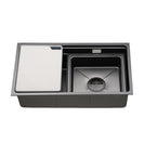 700x410mm Premium Nano Gunmetal Grey Kitchen Sink Anti - Scratch Embossed Texture Single Bowl - NZHomeware