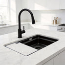 700x410mm Premium Nano Gunmetal Grey Kitchen Sink Anti - Scratch Embossed Texture Single Bowl - NZHomeware