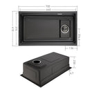700x410mm Premium Nano Gunmetal Grey Kitchen Sink Anti - Scratch Embossed Texture Single Bowl - NZHomeware