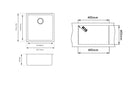 White Granite Quartz Stone Kitchen/Laundry Sink Single Bowl Top/Under Mount 422*422*203mm - NZHomeware