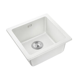 White Granite Quartz Stone Kitchen/Laundry Sink Single Bowl Top/Under Mount 422*422*203mm - NZHomeware