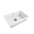 White Granite Composite Kitchen Sink 600x450mm Single Bowl with Overflow, Top/Undermount