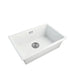 White Granite Composite Kitchen Sink 600x450mm Single Bowl with Overflow, Top/Undermount