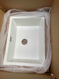 White Granite Composite Kitchen Sink 600x450mm Single Bowl with Overflow, Top/Undermount