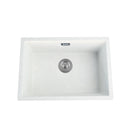White Granite Composite Kitchen Sink 600x450mm Single Bowl with Overflow, Top/Undermount - NZHomeware