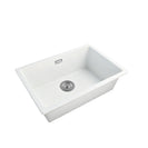 White Granite Composite Kitchen Sink 600x450mm Single Bowl with Overflow, Top/Undermount - NZHomeware