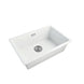 White Granite Composite Kitchen Sink 600x450mm Single Bowl with Overflow, Top/Undermount - NZHomeware