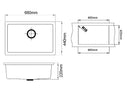680x440x220mm Black Single Bowl Granite Quartz Stone Kitchen/Laundry Sink with Overflow Top/Under Mount - NZHomeware