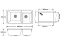 860x460 Black Granite Kitchen Sink Double Bowl Top Undermount - NZHomeware