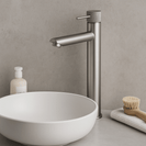 Lattice Edition Solid Brass Brushed Nickel Tall Basin Mixer Bathroom Vanity Tap - NZHomeware