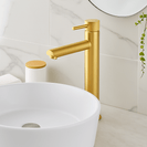 Lattice Edition Solid Brass Brushed Yellow Gold Tall Basin Mixer Bathroom Vanity Tap - NZHomeware