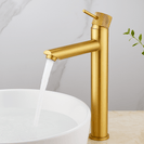 Lattice Edition Solid Brass Brushed Yellow Gold Tall Basin Mixer Bathroom Vanity Tap - NZHomeware