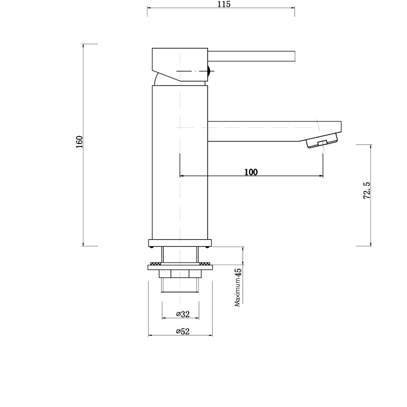 Euro Round Chrome Basin Mixer Tap | Bathroom Vanity Tap NZ size guide 1