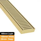 900mm Lauxes Matte Yellow Gold Shower Grate Drain Indoor Outdoor Aluminium Next Generation