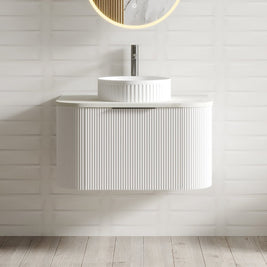 Luma 750X455X450mm Plywood Matte White Fluted Curve Vanity With Flat Top - NZHomeware