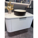 Luma 750X455X450mm Plywood Matte White Fluted Curve Vanity With Flat Top - NZHomeware