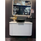 Luma 900X455X450mm Plywood Matte White Fluted Curve Vanity With Flat Top - NZHomeware