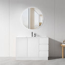 MADRID 1010X460X850MM PLYWOOD FLOOR STANDING VANITY - GLOSS WHITE WITH CERAMIC TOP - NZHomeware