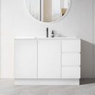 MADRID 1010X460X850MM PLYWOOD FLOOR STANDING VANITY - GLOSS WHITE WITH CERAMIC TOP - NZHomeware
