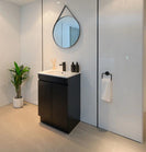 MADRID 600X460X850MM PLYWOOD FLOOR STANDING VANITY - BLACK WITH CERAMIC TOP - NZHomeware