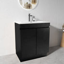 MADRID 600X460X850MM PLYWOOD FLOOR STANDING VANITY - BLACK WITH CERAMIC TOP - NZHomeware