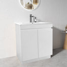 MADRID 600X460X850MM PLYWOOD FLOOR STANDING VANITY - GLOSS WHITE WITH CERAMIC TOP - NZHomeware