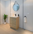 MADRID 600X460X850MM PLYWOOD FLOOR STANDING VANITY - LIGHT OAK WITH CERAMIC TOP - NZHomeware