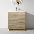 MADRID 600X460X850MM PLYWOOD FLOOR STANDING VANITY - LIGHT OAK WITH CERAMIC TOP - NZHomeware