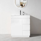 MADRID 750X460X850MM PLYWOOD FLOOR STANDING VANITY - GLOSS WHITE WITH CERAMIC TOP - NZHomeware