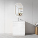 MADRID 750X460X850MM PLYWOOD FLOOR STANDING VANITY - GLOSS WHITE WITH CERAMIC TOP - NZHomeware