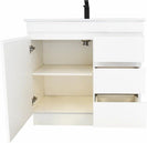 MADRID 750X460X850MM PLYWOOD FLOOR STANDING VANITY - GLOSS WHITE WITH CERAMIC TOP - NZHomeware
