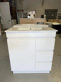 MADRID 750X460X850MM PLYWOOD FLOOR STANDING VANITY - GLOSS WHITE WITH CERAMIC TOP - NZHomeware