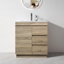 MADRID 750X460X850MM PLYWOOD FLOOR STANDING VANITY - LIGHT OAK WITH CERAMIC TOP - NZHomeware