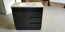 MADRID 900X460X850MM PLYWOOD FLOOR STANDING VANITY - BLACK WITH CERAMIC TOP - NZHomeware