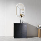 MADRID 900X460X850MM PLYWOOD FLOOR STANDING VANITY - BLACK WITH CERAMIC TOP - NZHomeware