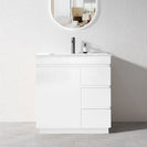 MADRID 900X460X850MM PLYWOOD FLOOR STANDING VANITY - GLOSS WHITE WITH CERAMIC TOP - NZHomeware