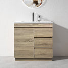 MADRID 900X460X850MM PLYWOOD FLOOR STANDING VANITY - LIGHT OAK WITH CERAMIC TOP - NZHomeware