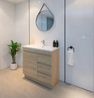 MADRID 900X460X850MM PLYWOOD FLOOR STANDING VANITY - LIGHT OAK WITH CERAMIC TOP - NZHomeware