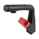 Matte Black&Red 360° Swivel Pull - out Spout Basin Mixer Tap - NZHomeware