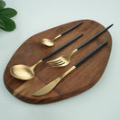Matte Gold And Black Stainless Steel 304 Cutlery Set Dinner Knife Fork Spoon 24pcs Gift Set - NZHomeware