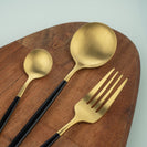 Matte Gold And Black Stainless Steel 304 Cutlery Set Dinner Knife Fork Spoon 24pcs Gift Set - NZHomeware
