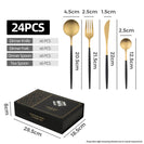Matte Gold And Black Stainless Steel 304 Cutlery Set Dinner Knife Fork Spoon 24pcs Gift Set - NZHomeware