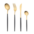 Matte Gold And Black Stainless Steel 304 Cutlery Set Dinner Knife Fork Spoon 24pcs Gift Set - NZHomeware