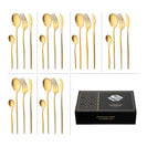 Matte Gold Stainless Steel Cutlery Set Dinner Knife Fork Spoon 24pcs Gift Set - NZHomeware