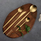 Matte Gold Stainless Steel Cutlery Set Dinner Knife Fork Spoon 24pcs Gift Set - NZHomeware