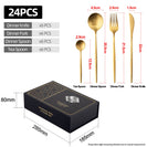Matte Gold Stainless Steel Cutlery Set Dinner Knife Fork Spoon 24pcs Gift Set - NZHomeware