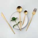 Matte Gold Stainless Steel Cutlery Set Dinner Knife Fork Spoon 24pcs Gift Set - NZHomeware