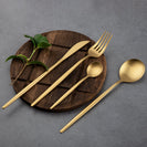 Matte Gold Stainless Steel Cutlery Set Dinner Knife Fork Spoon 24pcs Gift Set - NZHomeware