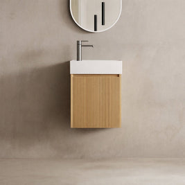 Mino 400X200X620MM PLYWOOD WALL HUNG VANITY - LIGHT OAK WITH TOP - NZHomeware