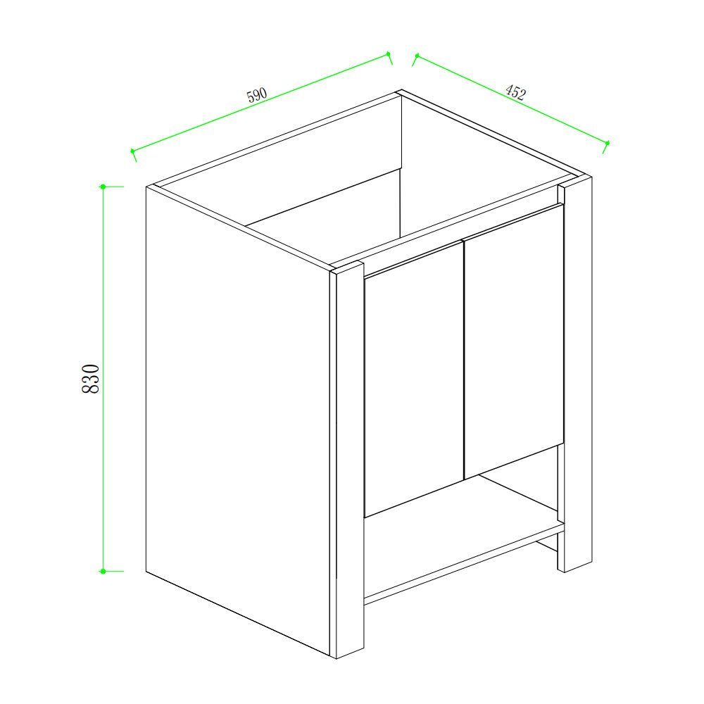 600mm Light Oak Floor Standing Bathroom Vanity Cabinet size guide 1